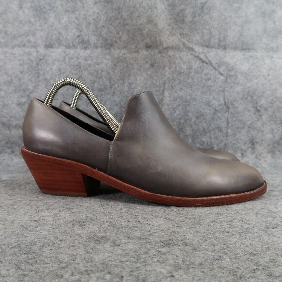 Fortress of Inca Shoes Womens 38 Bootie Madeline Leather Grey Slip On Block Heel - Picture 2 of 15